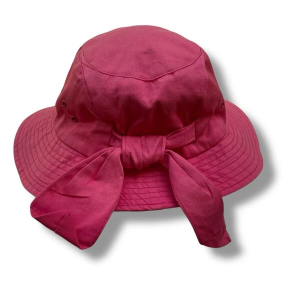 Betmar Bucket Sun Hat Vented Cloche Pink Bow Cotton Beach 962 Womens OSFM - Picture 1 of 12